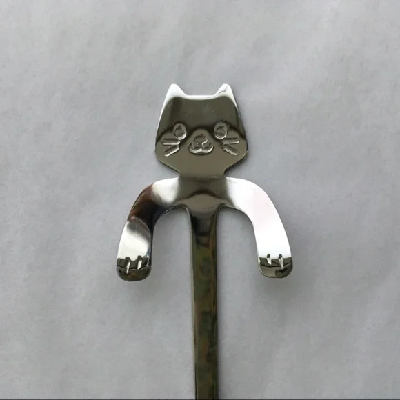 Cat Spoons Tea Spoons Stirrers Cup Hugging Kitty Cats Stainless Steel 2 PC Set - Picture 7 of 16